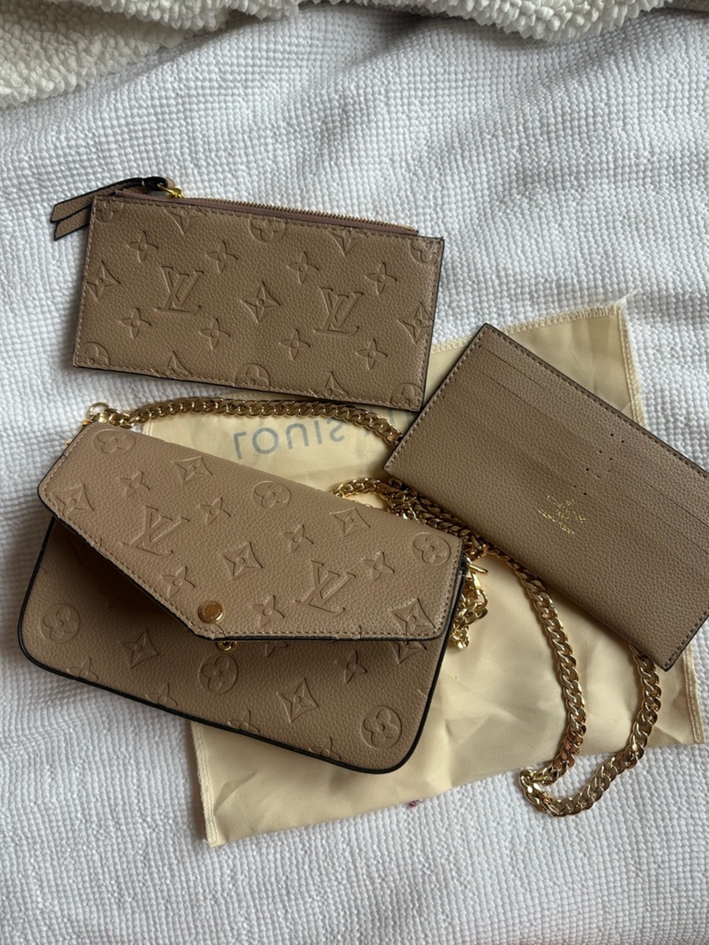 Taupe Monogram Pochette Félicie with Gold Chain - Picture 9 of 10